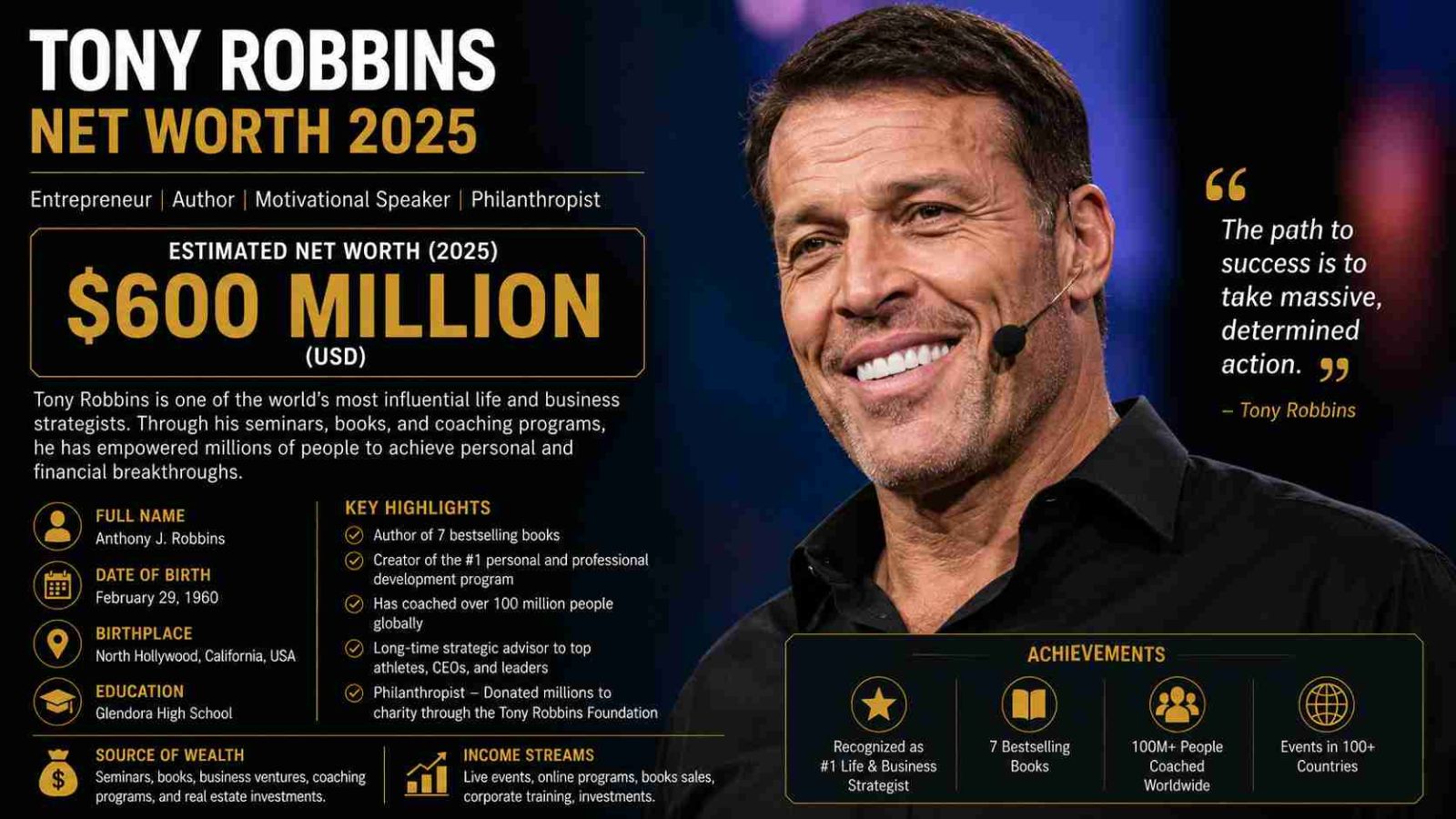 Tony Robbins Net Worth 2026: Wealth, Income & Assets